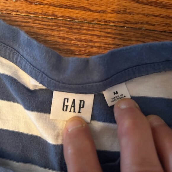 GAP Sleeveless Mini Swing Tank Dress Size Medium Blue White Striped Relaxed Fit - Picture 4 of 12